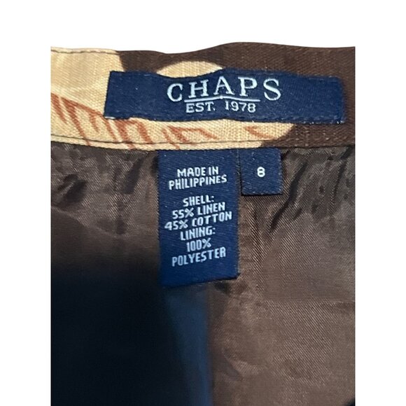 Chaps Floral Linen-Blend Skirt Size 8 Button Front - Picture 2 of 7
